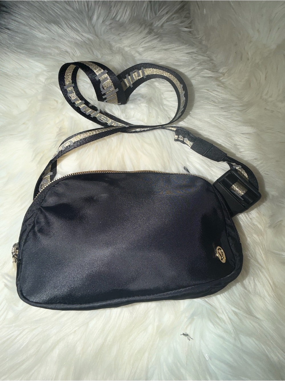 lululemon athletica Black Crossbody Bag with Gold Accents